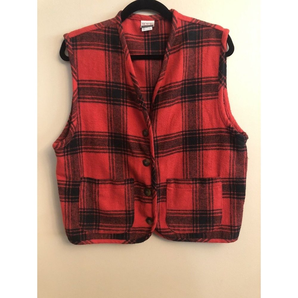 Plaid Red and Black Women's Vest